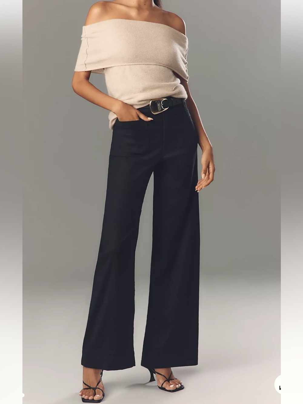ANTHROPOLOGIE MAEVE NWT THE COLETTE FULL LENGTH WIDE LEG BLACK PANTS STRETCH 30T